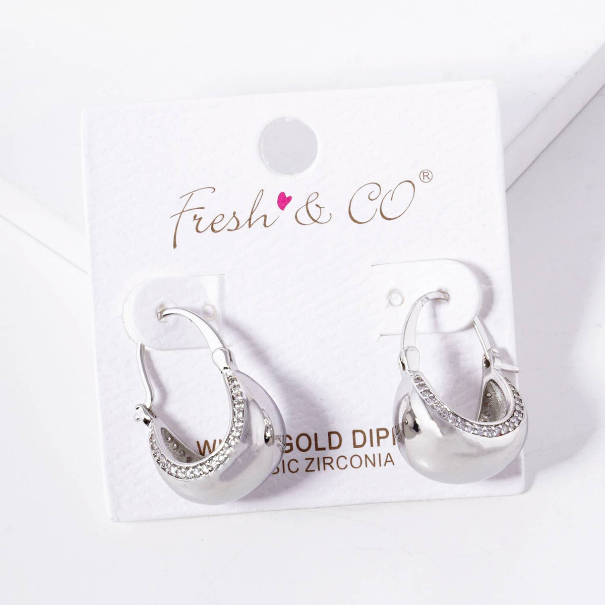 Minimalist Pave Inset Dome Huggie Hoop Earrings