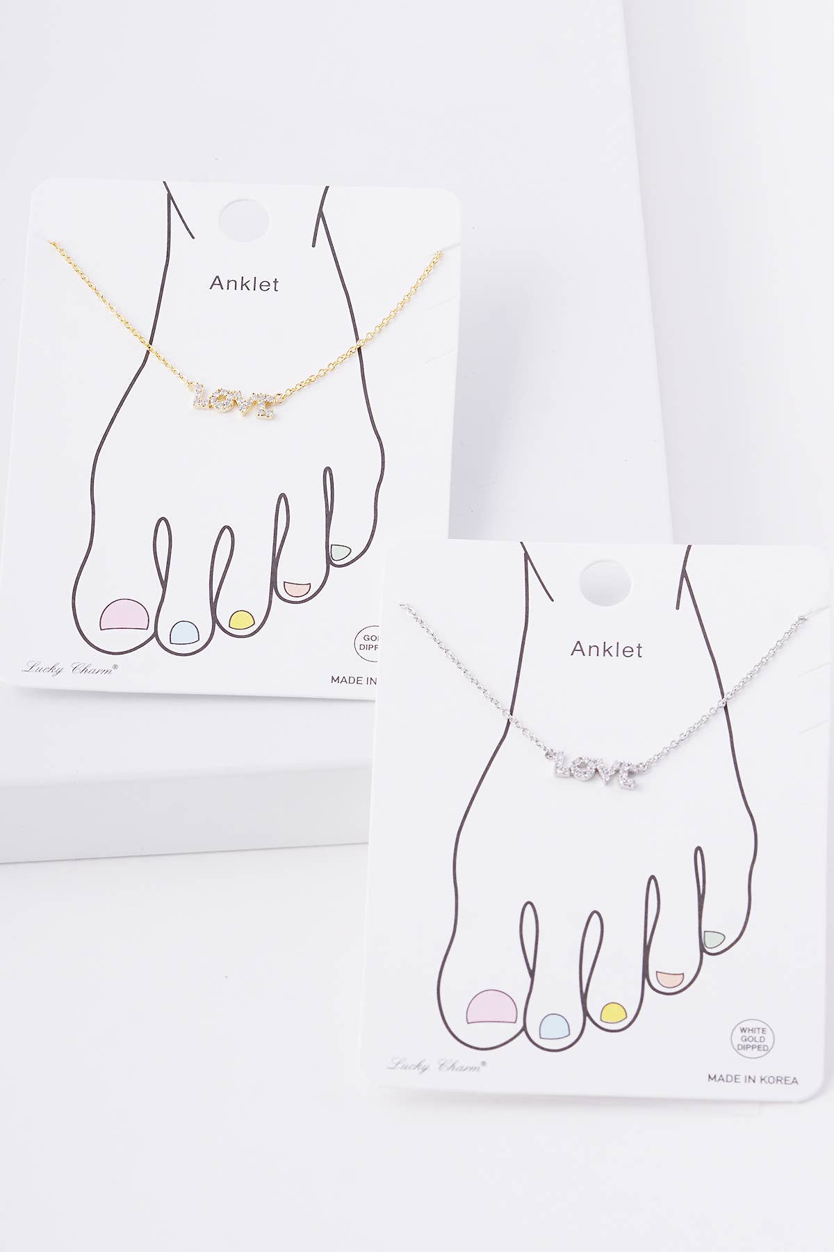 Dainty LOVE Letter Anklet with Pavé Cubic Zirconia