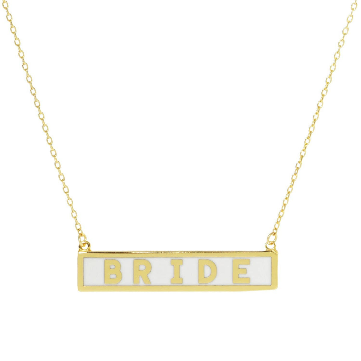 Gold Plated Mini Bar BRIDE Necklace