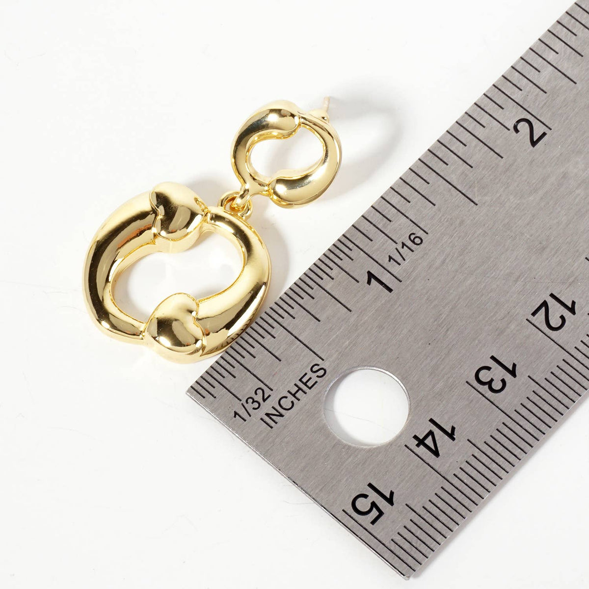 Polished Brass Heart Accent Circle Drop Earrings