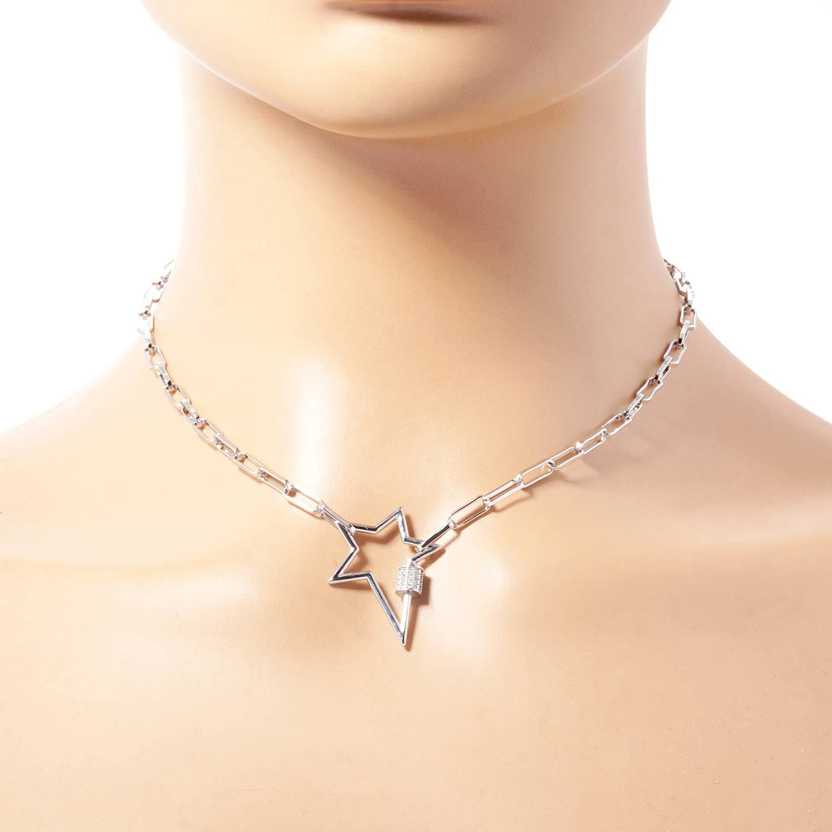 Gold Paper Clip Star Shaped Necklace