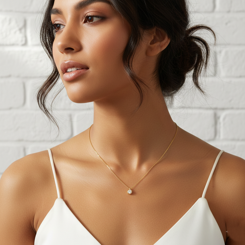 Minimalist Pave Disc Pendant Necklace