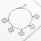 Mother of Pearl Clover Charm Paperclip Link Bracelet