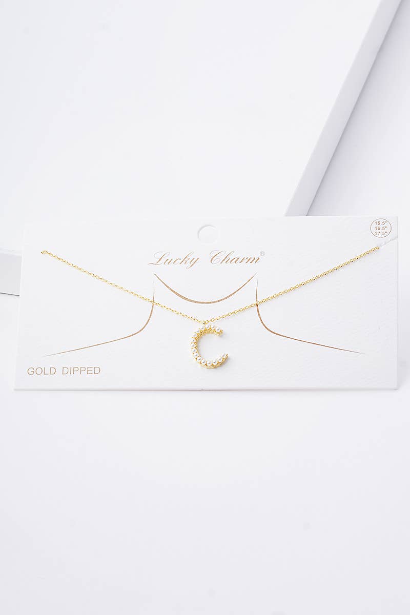 Gold Plated Pearl Initial Necklace