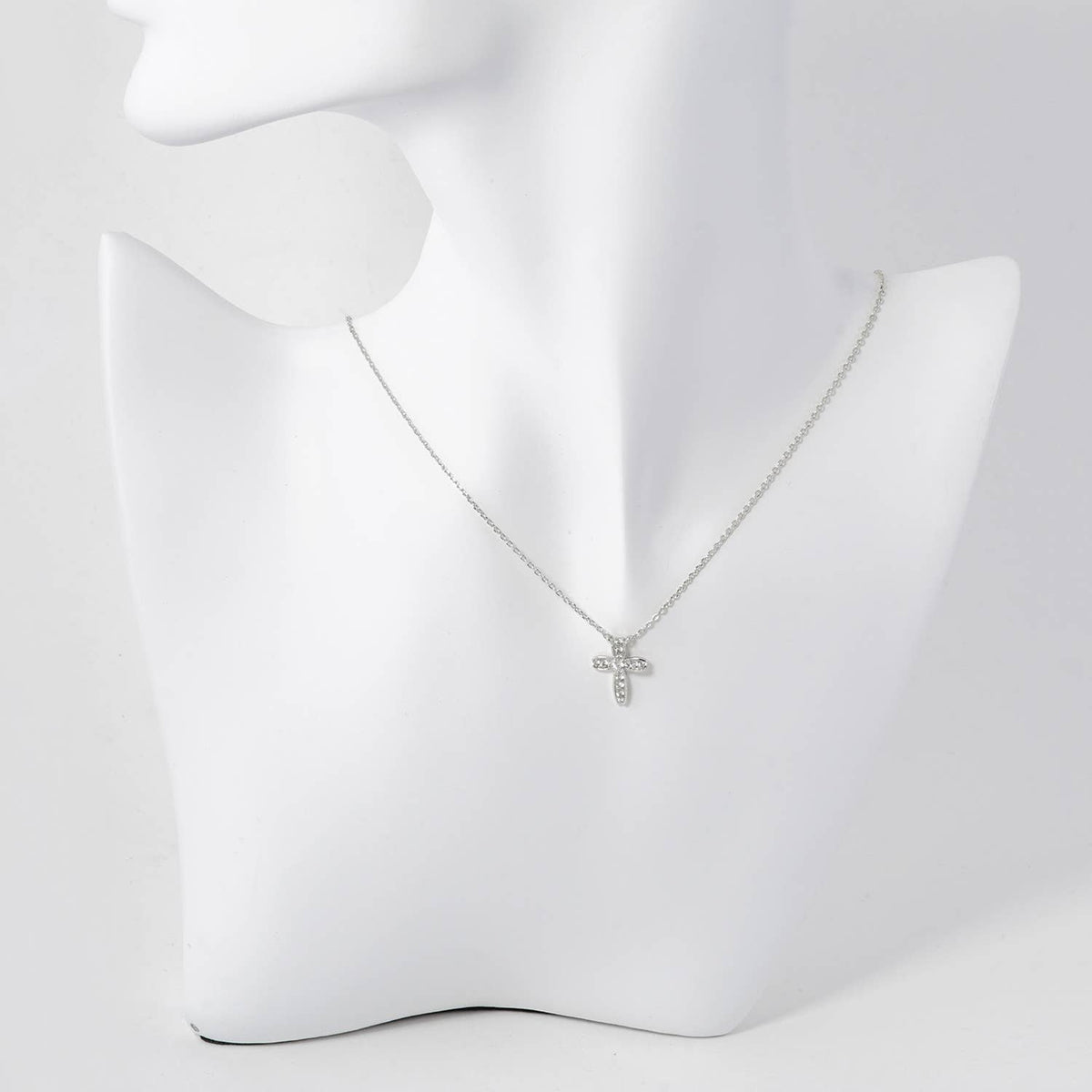 Dainty Rhinestone Cross Pendant Necklace