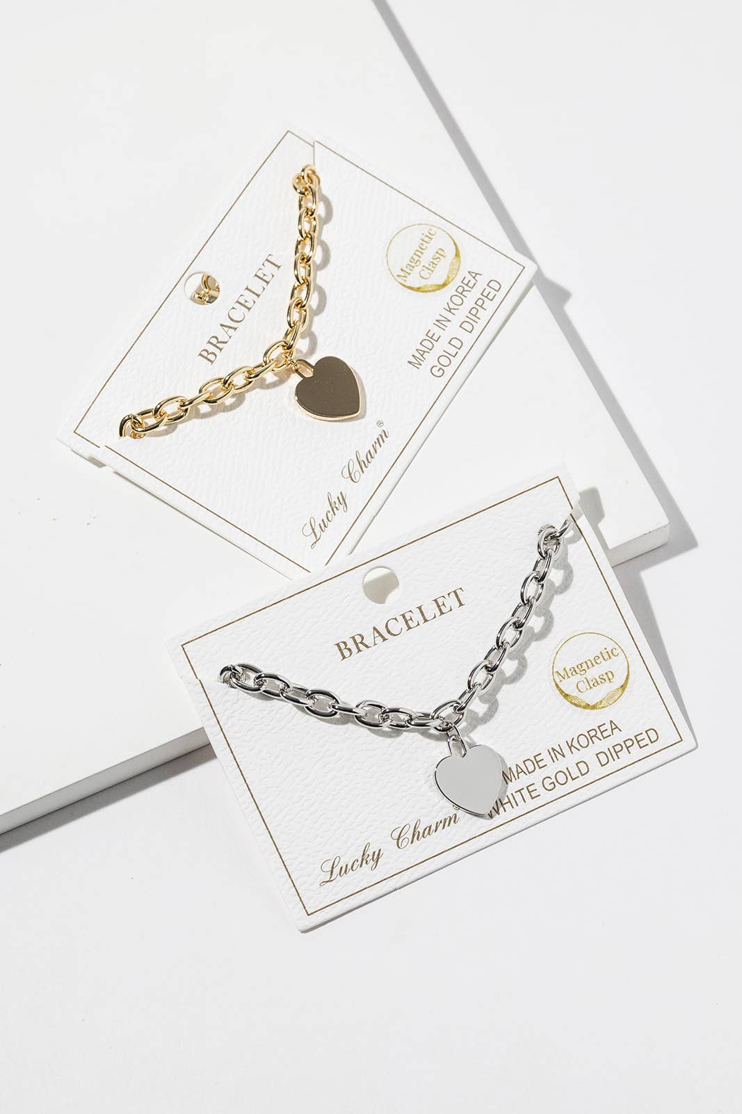 Magnetic Clasp Heart Charm Link Bracelet