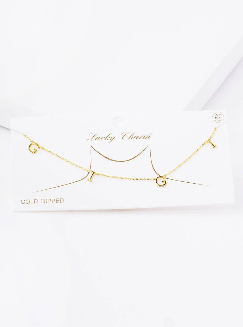 Gold Gigi Spaced Letter Necklace