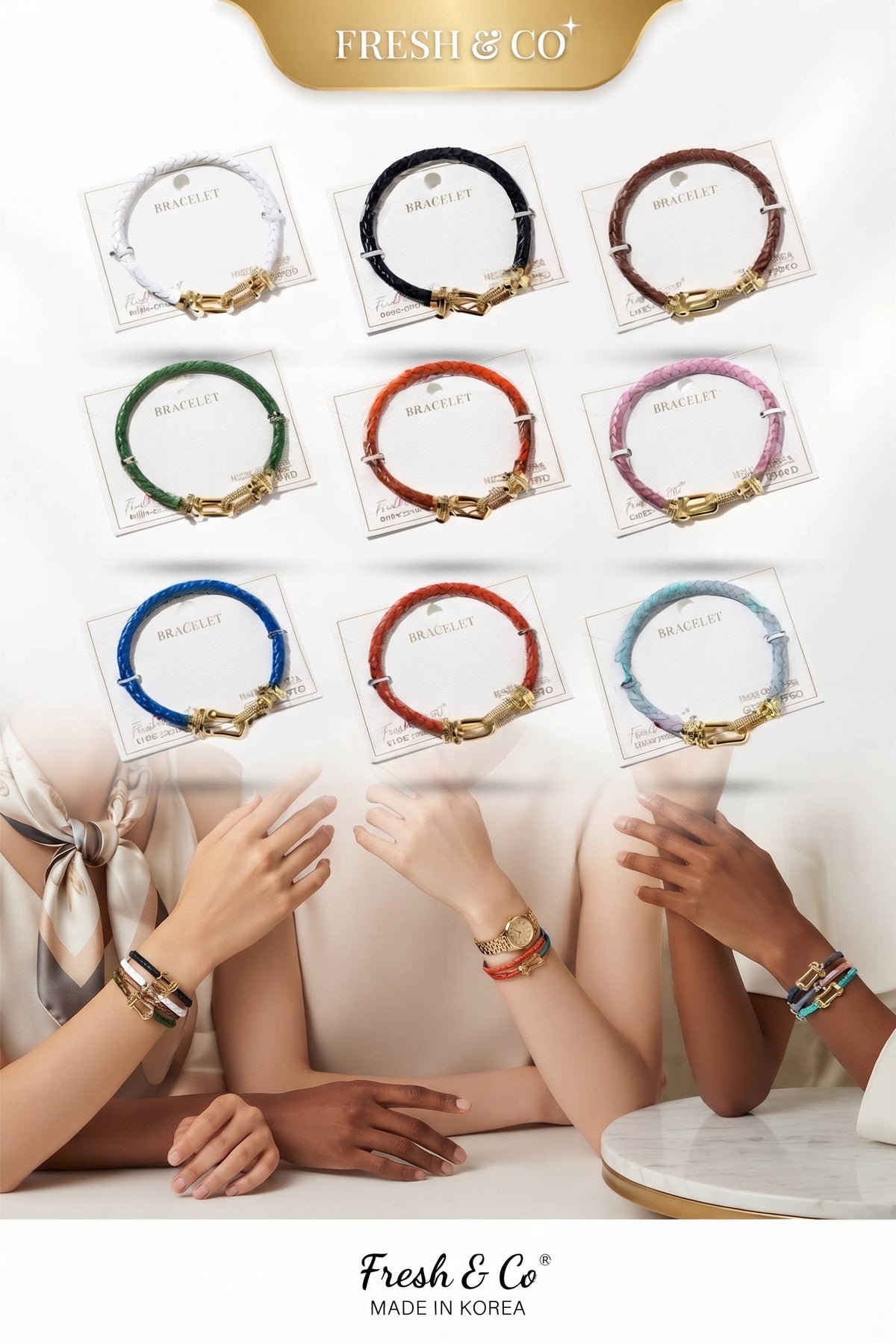 Braided Leather Horseshoe Bracelet
