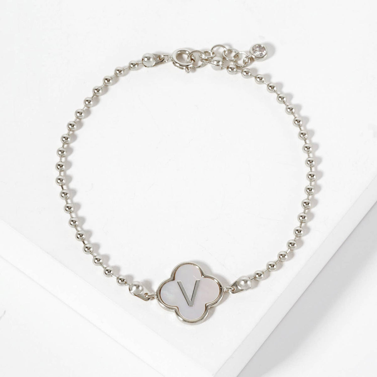 Dainty Gold Dipped Initial Clover Bracelet