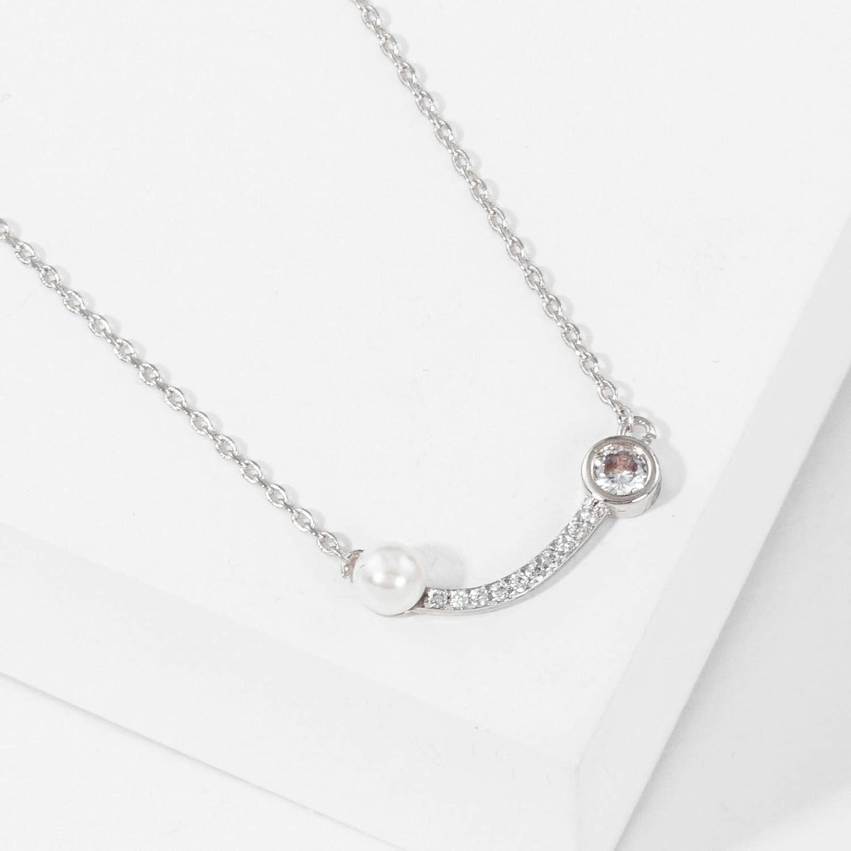 Bridesmaid CZ Hexagon Pendant Necklace