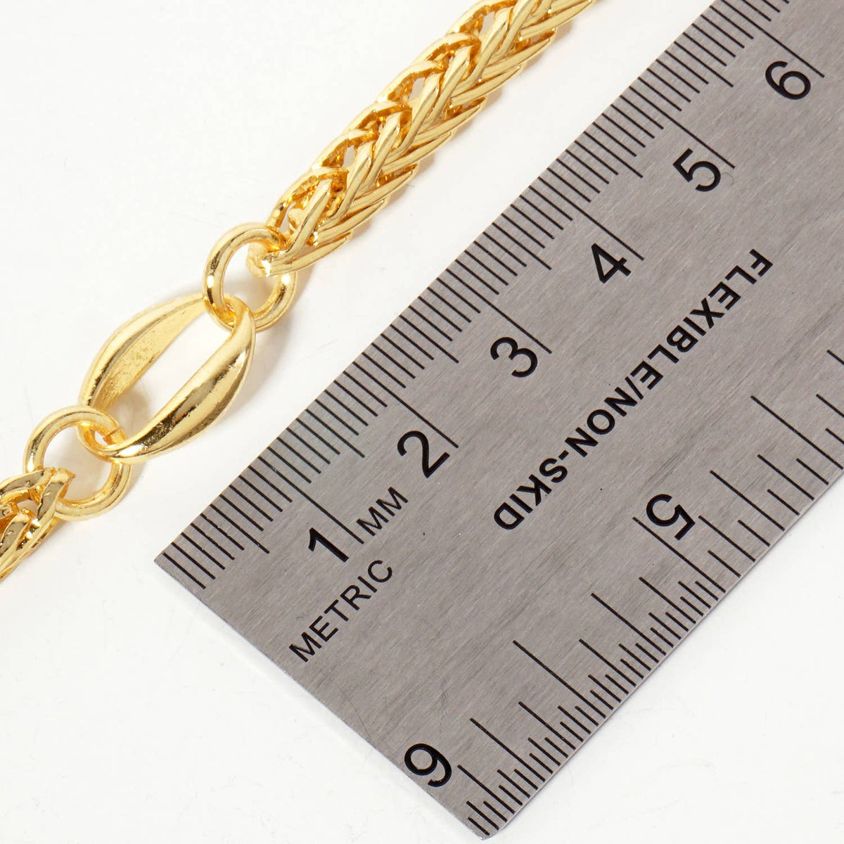 18K Gold Plated Mixed Wheat and Oval Link Statement Necklace