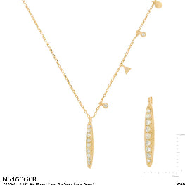 Minimalist Pave Marquise Bar Dangle Charm Necklace