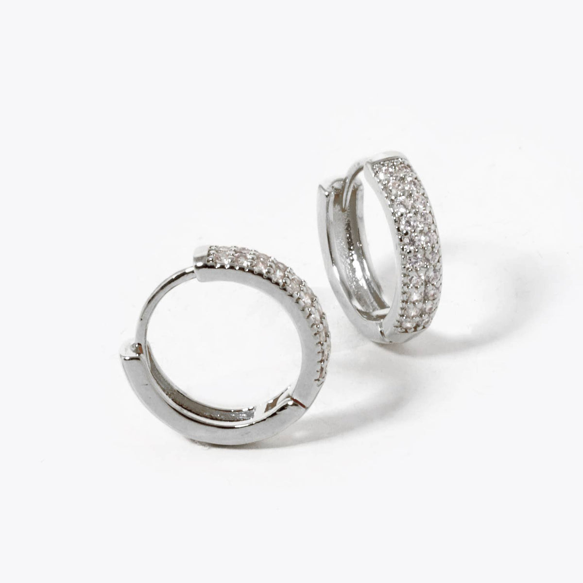 18K Gold Dipped CZ Pave 12mm Huggie Hoop Earrings