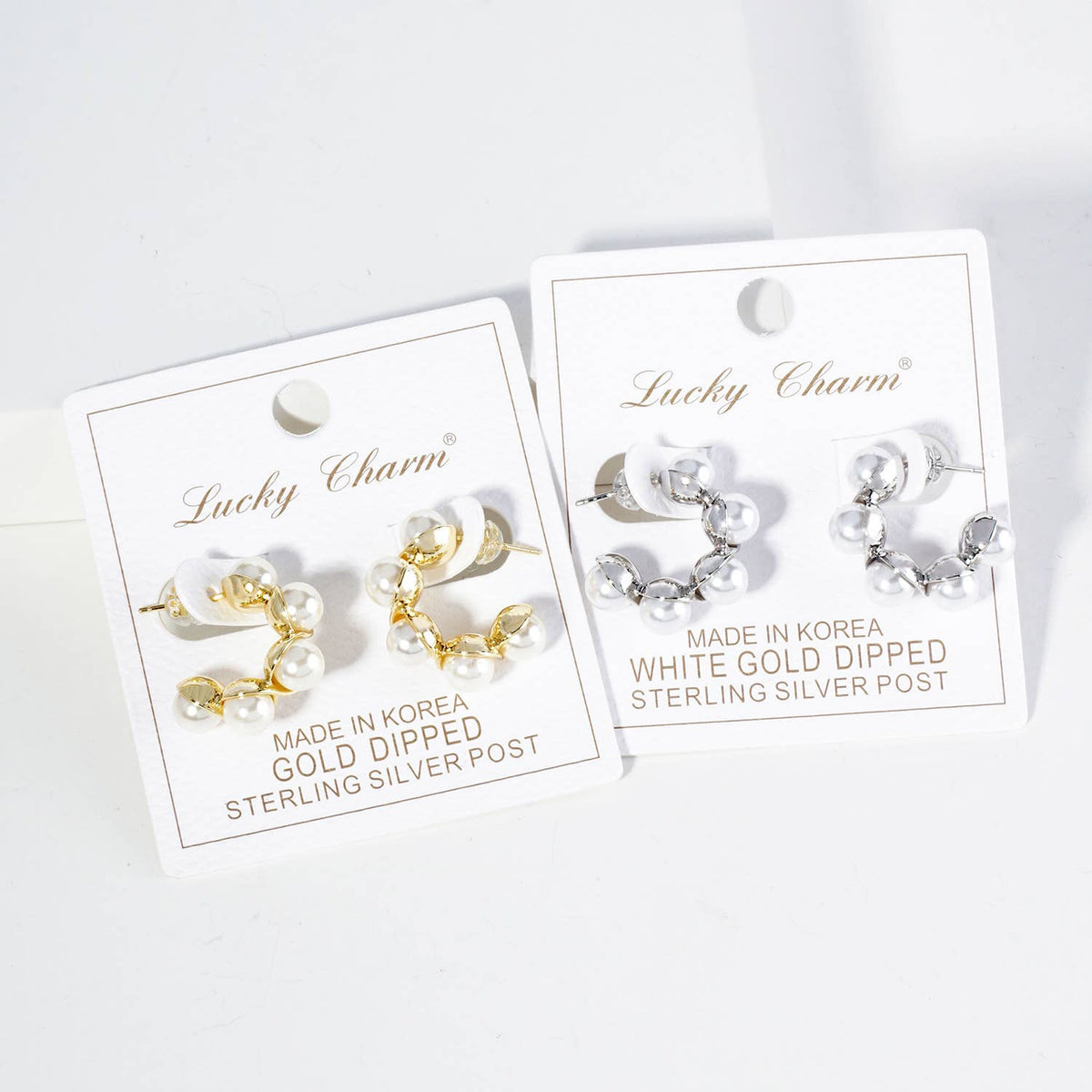 18K Gold Dipped 20mm Pearl Beaded Hoop Earrings