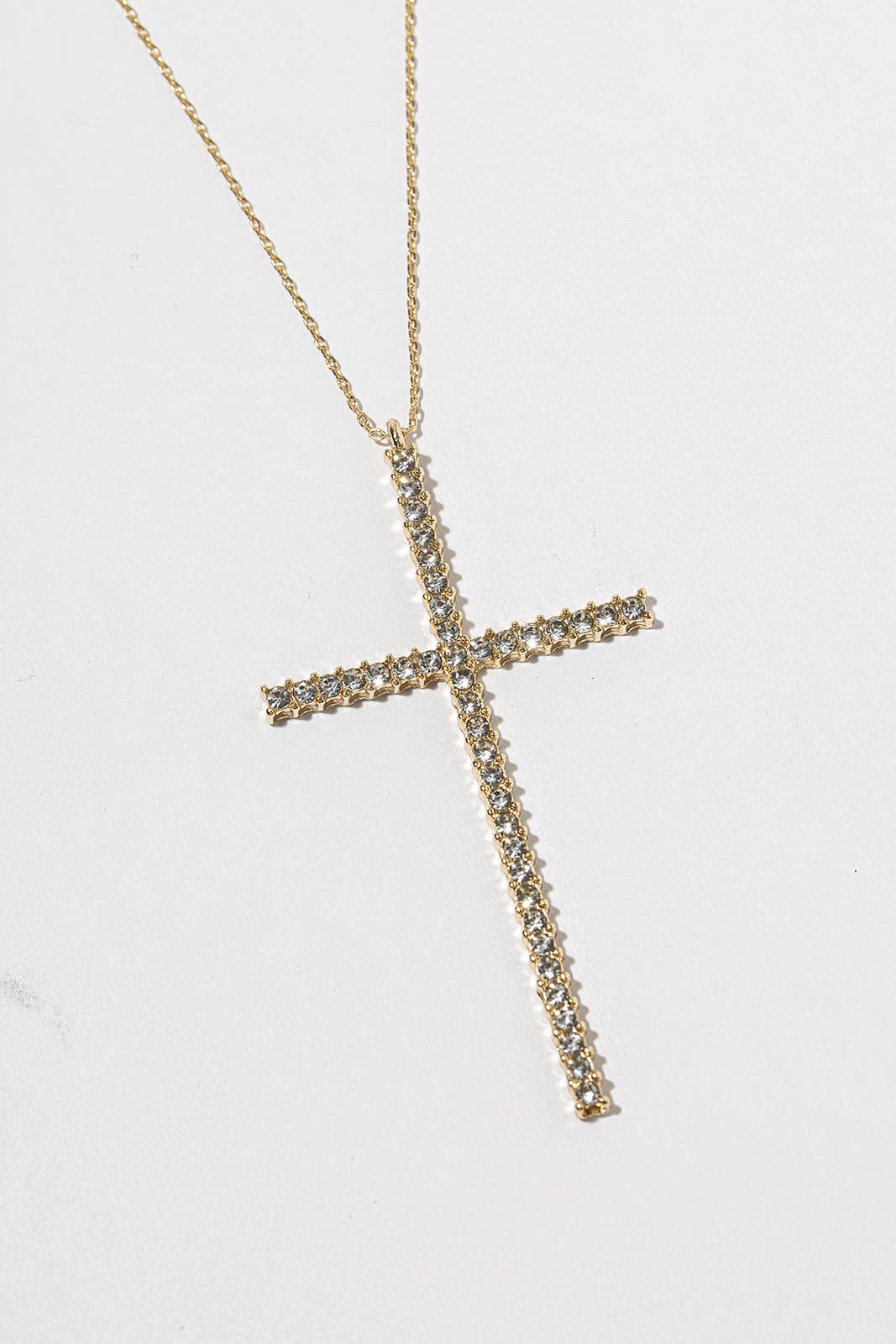 Crystal Cross Pendant Necklace – Gold & Silver Pavé Cross