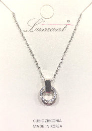 Minimalist Pave Circle Interlocking Pendant Necklace