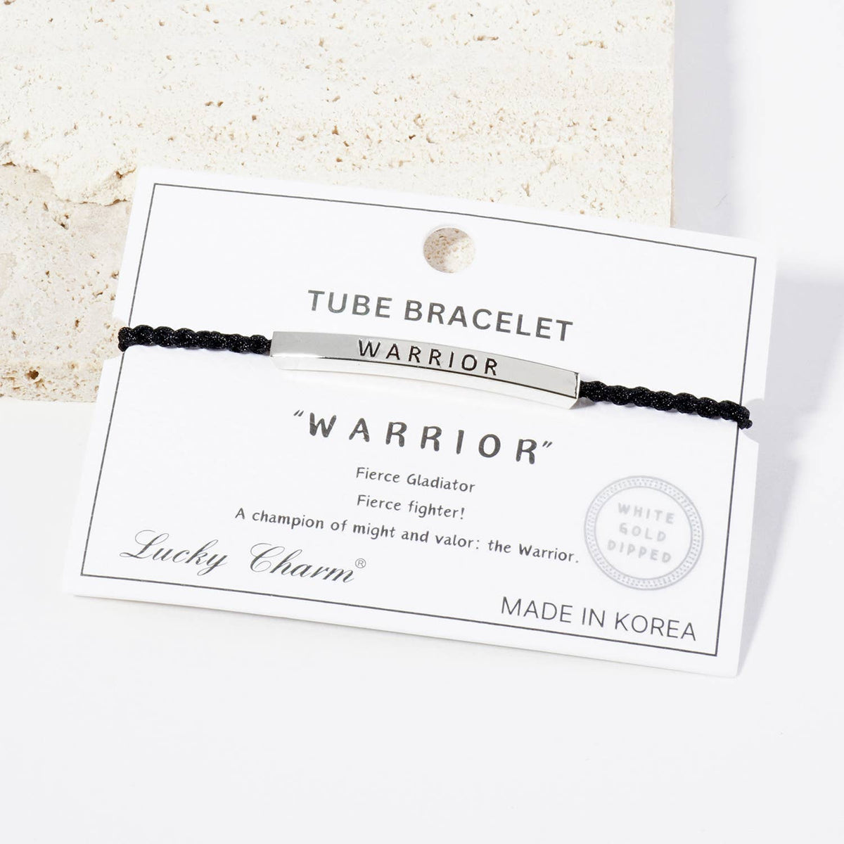 Inspirational Messages "Warrior" Tube Bar Bracelet
