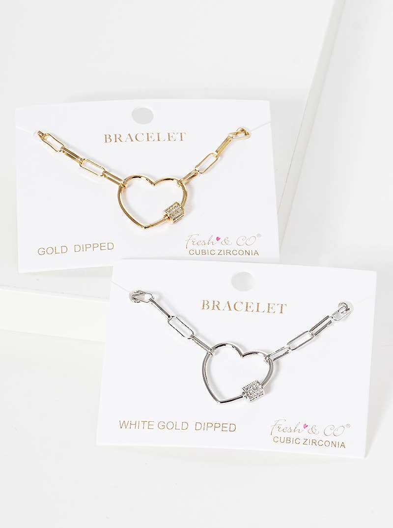 Minimalist Heart Carabiner Chain Bracelet