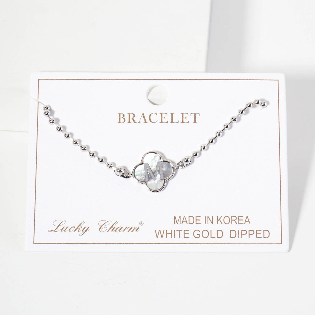 Dainty Gold Dipped Initial Clover Bracelet