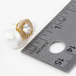 18K GOLD DIPPED PEARL DROP CUBIC ZIRCONIA STUD EARRINGS