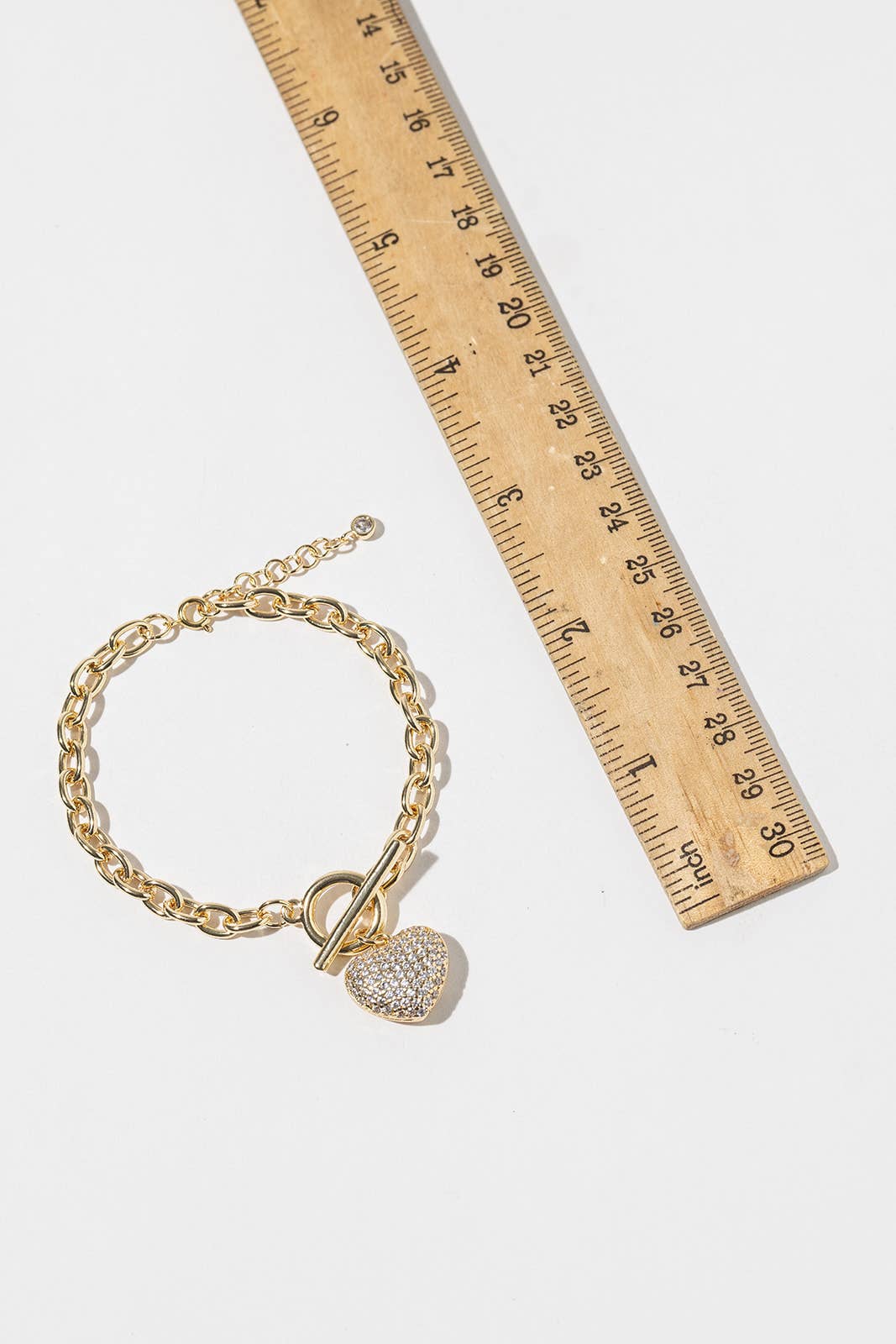 Pavé Cubic Zirconia Heart Toggle Bracelet