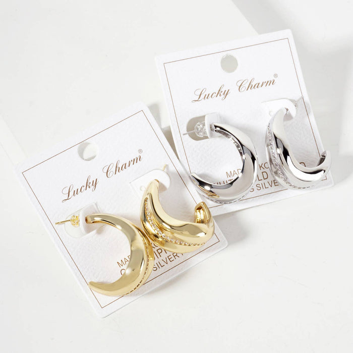 Along the Curve Single-Row 30mm Organic Hoop Earrings