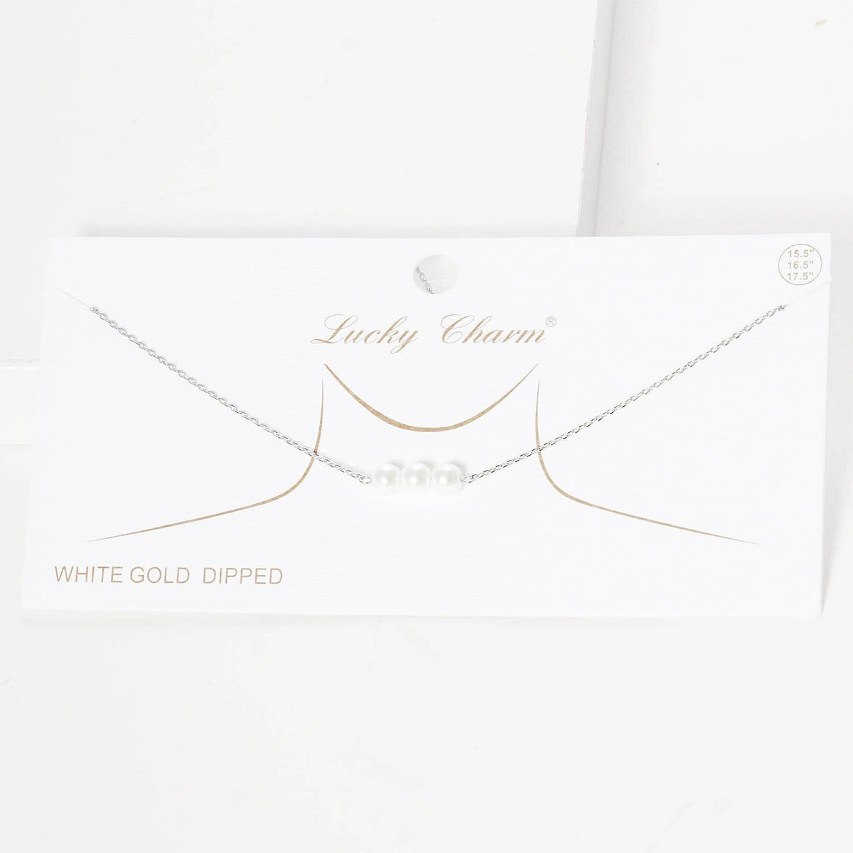 Gold 3 Beaded Freshwater Pearl Necklace