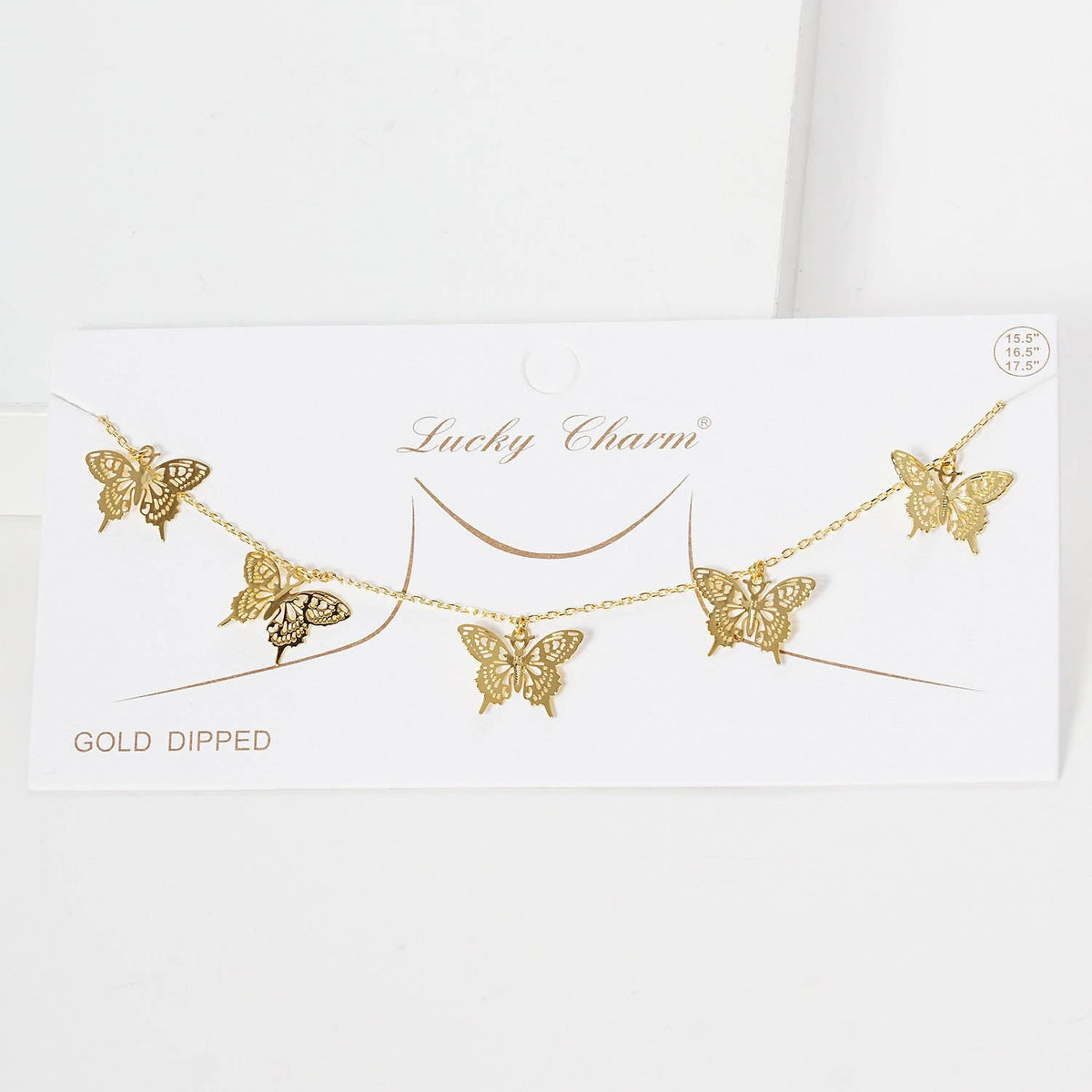5 Gold Plated Large Butterfly Charm Necklace