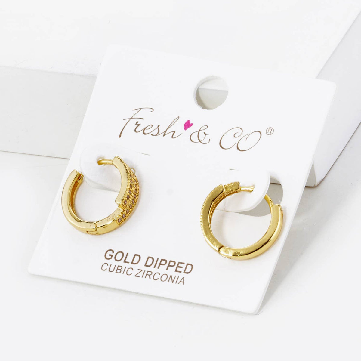 DOUBLE LINE MICRO PAVE SET CUBIC ZIRCONIA 15MM HUGGIE HOOP