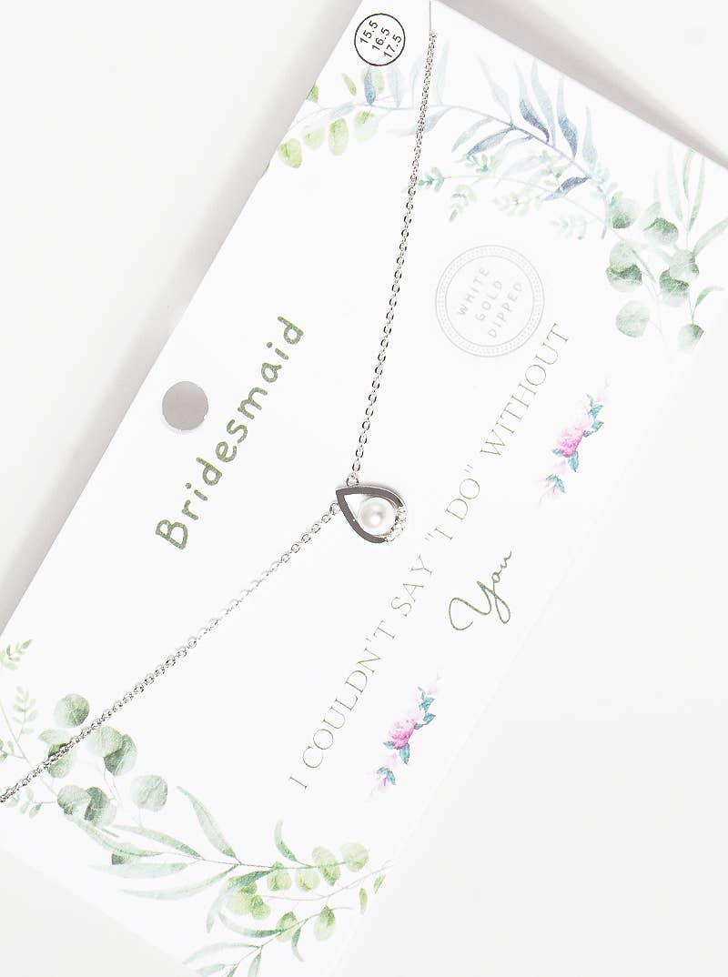 Bridesmaid Tear-Drop Pearl Pendant Necklace