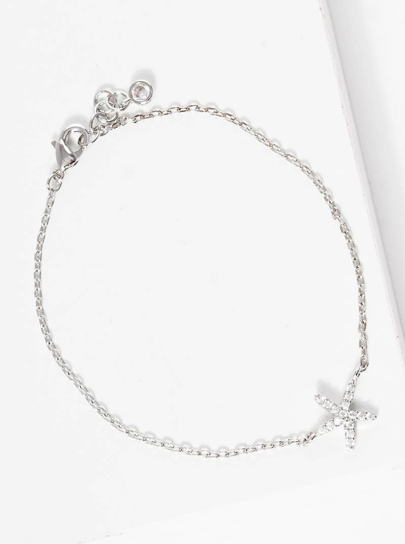 Dainty Pavé Starfish Charm Bracelet
