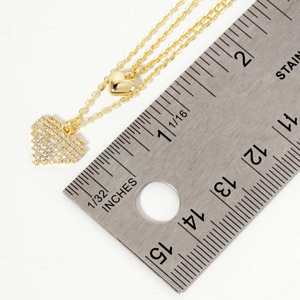 Double Heart Pendant 18K-Gold-Dipped Layered Necklace