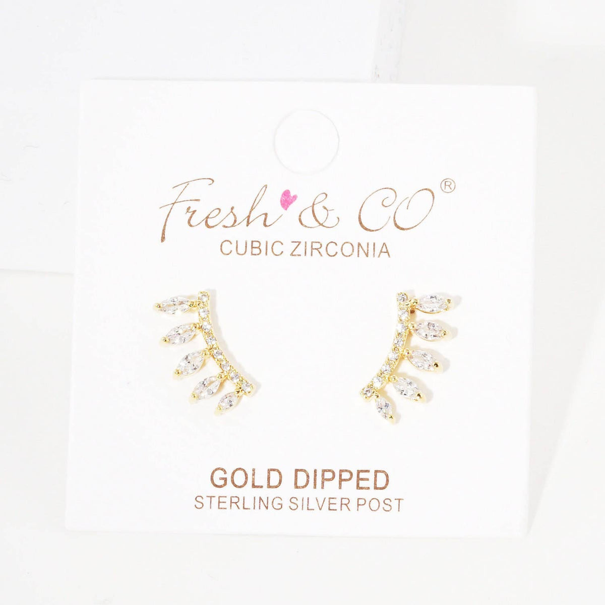 Gold Swarovski Crystal Curved Earrings