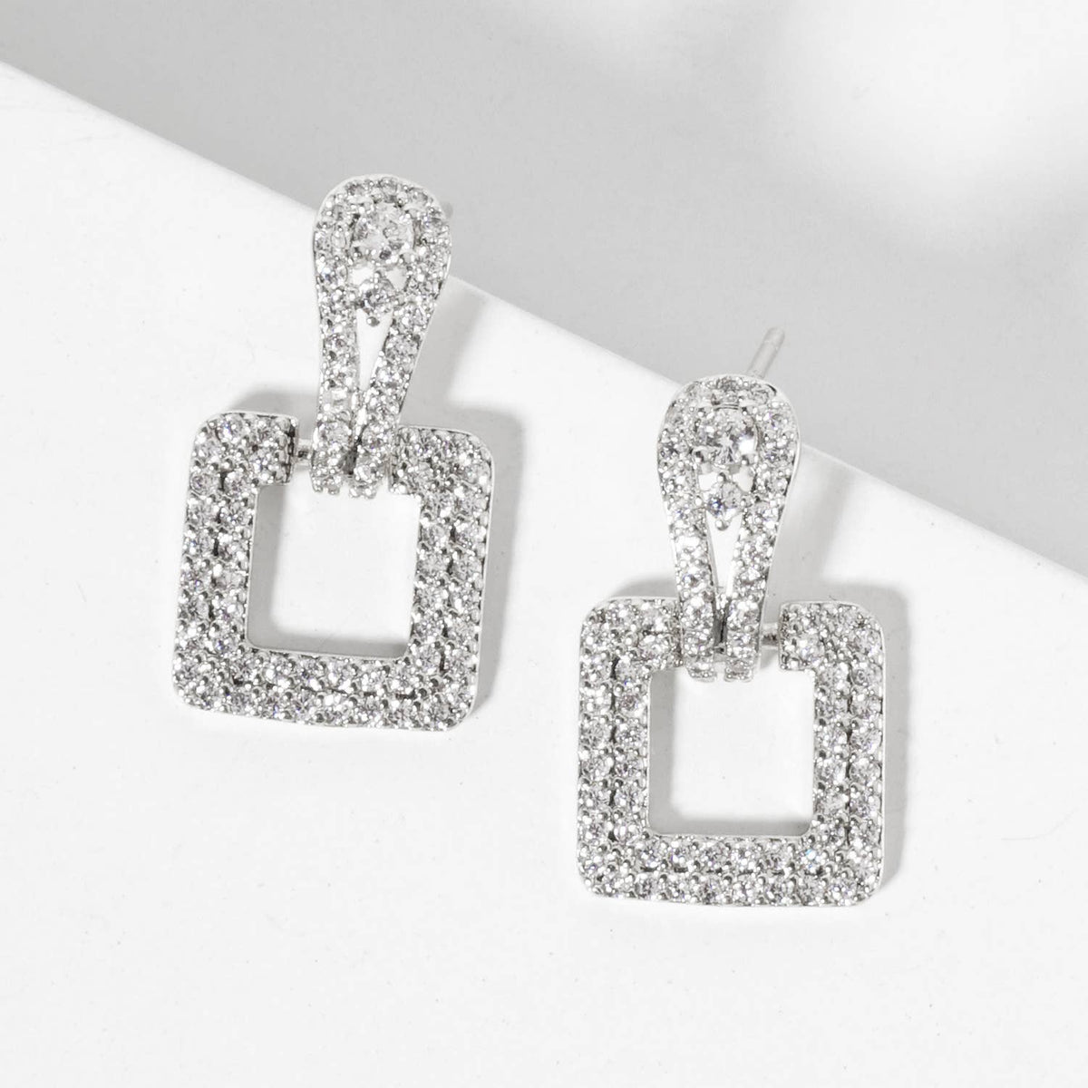 Square Doorknocker 18K-Gold-Dipped Dangle Post Earrings