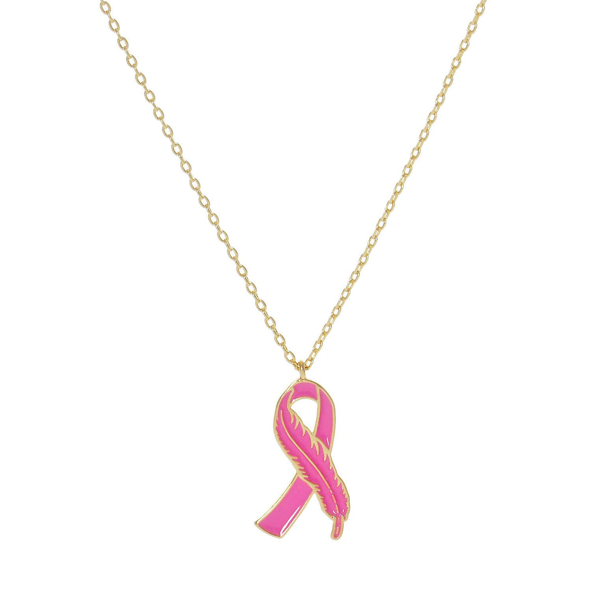 Breast Cancer Awareness Pink Ribbon Necklace