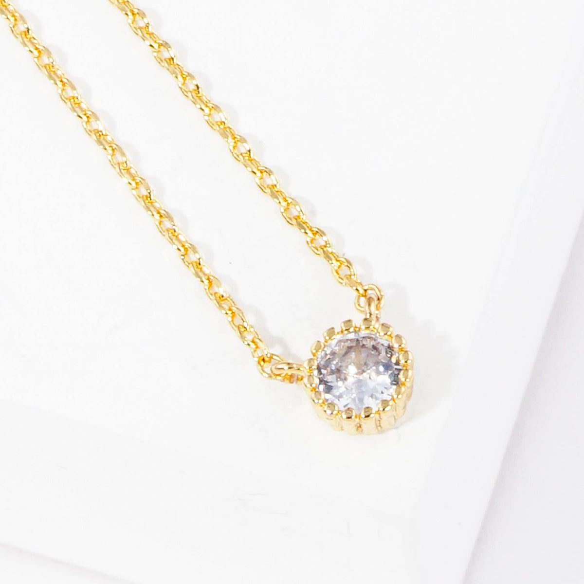 Minimalist Solitaire Cubic Zirconia Pendant Necklace