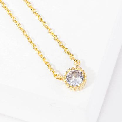 Minimalist Solitaire Cubic Zirconia Pendant Necklace