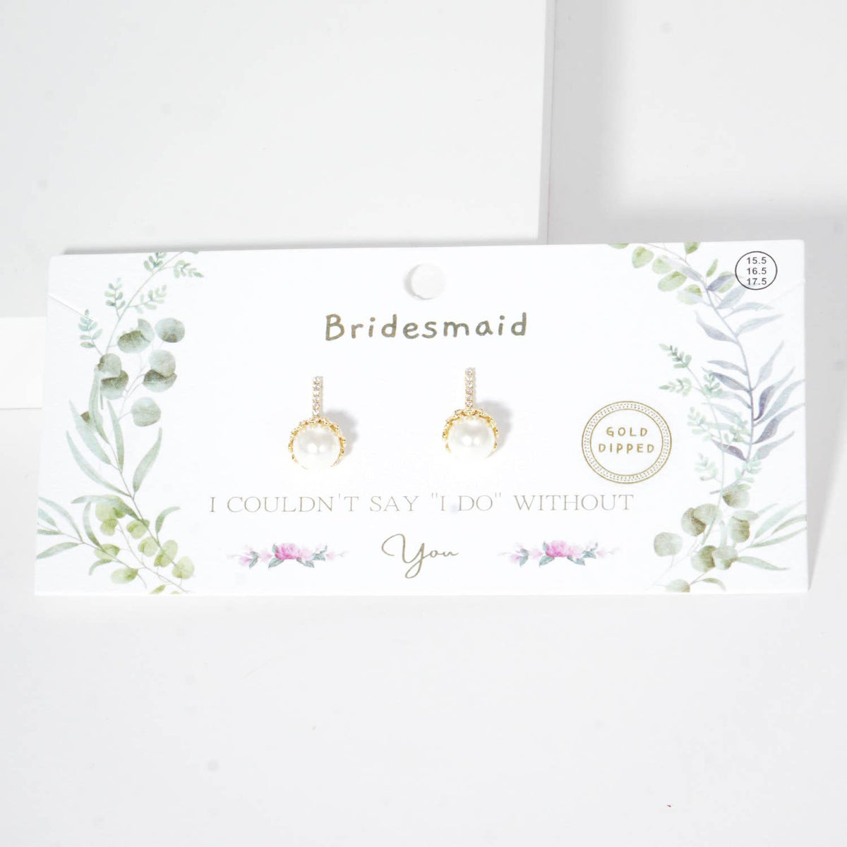 Elegant Pearl & Pavé Bar Bridesmaid Stud Earrings