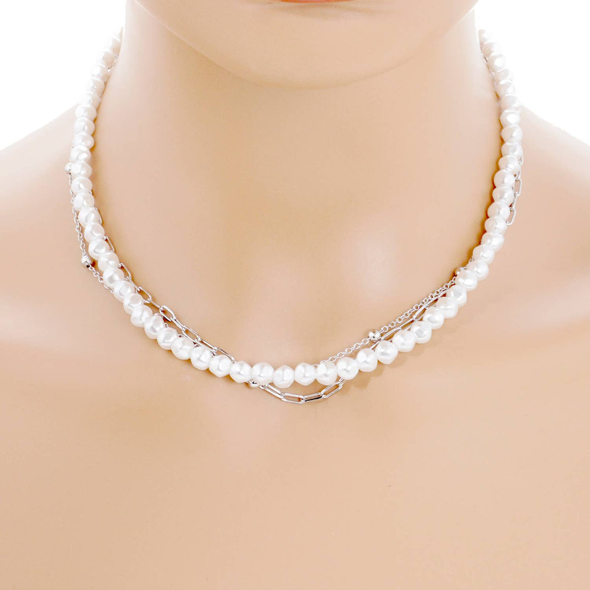 Gold Plated Double Strand Pearl Necklace