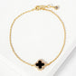 Pave-Set 11mm 18K-Gold-Dipped Brass Quatrefoil Bracelet