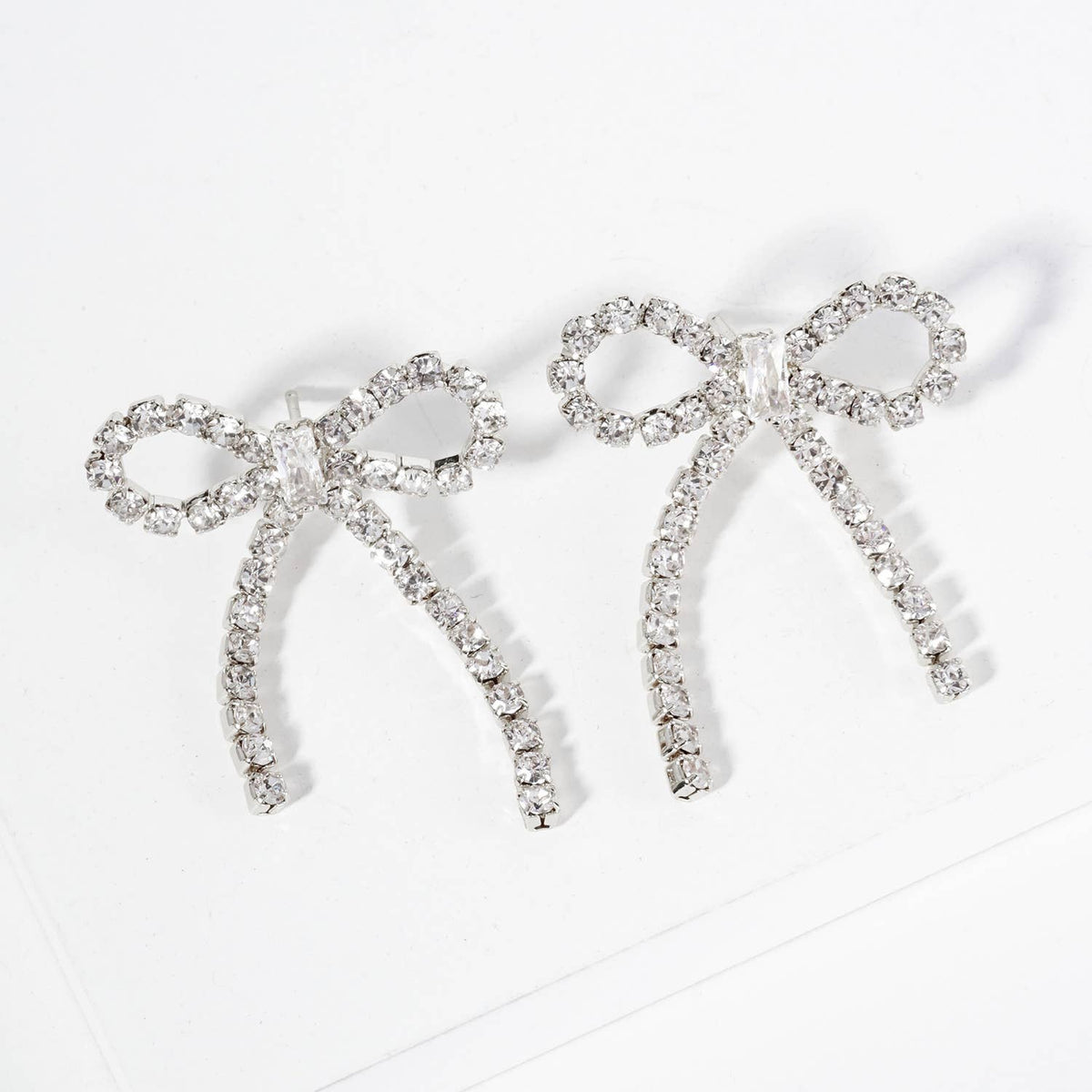 RIBBON BOW DROP POST EARRINGS / 18K GOLD DIPPED / CUBIC