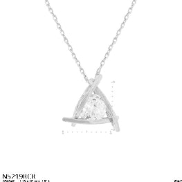 Geometric Triangle Solitaire Pendant Necklace
