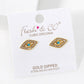 Gold Cubic Evil Eye Stud Earrings
