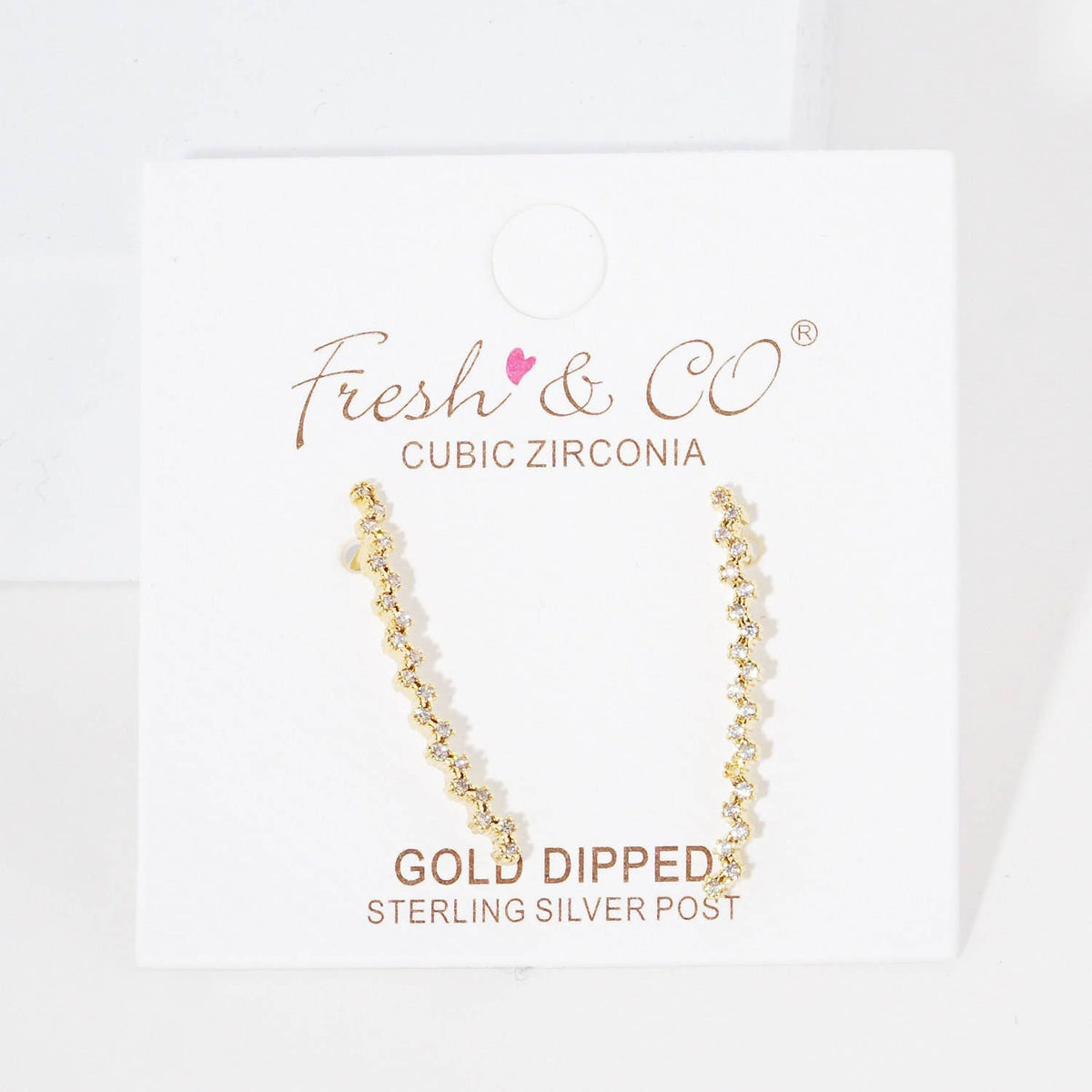 Gold Plated Tiny Zig Zag Ear Climber Earrings