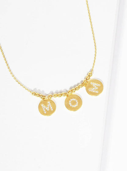 Gold Plated Mama Letter Disc Necklace