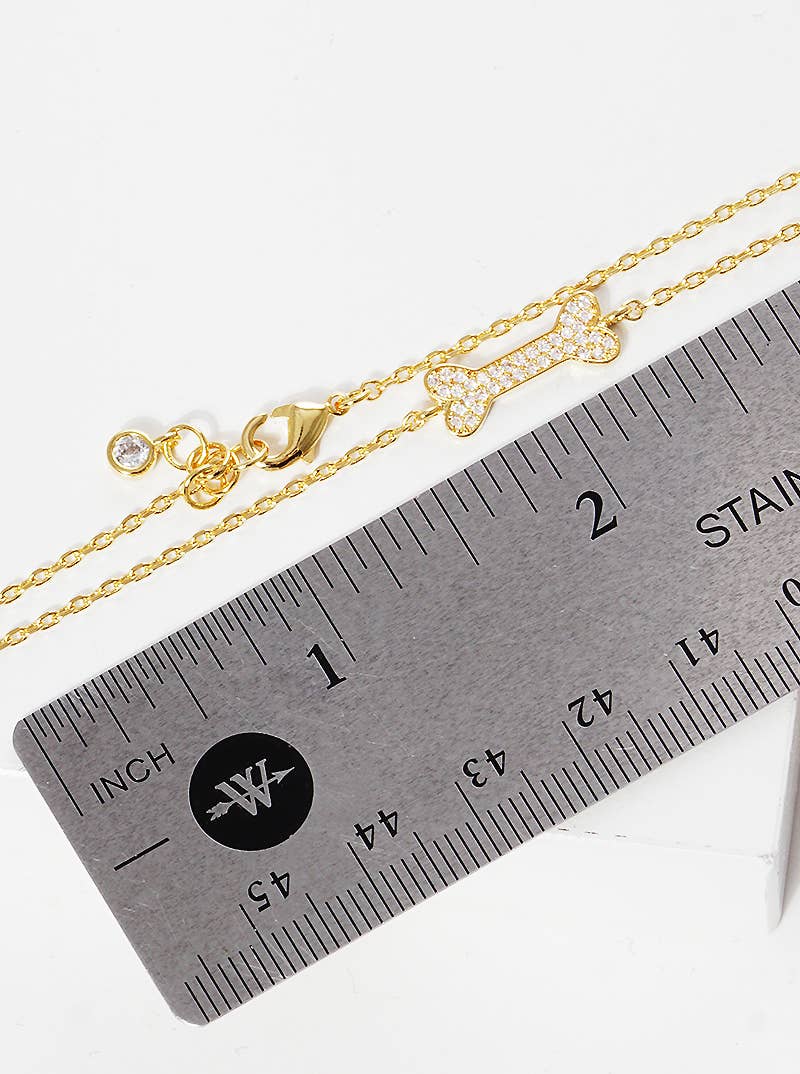 Pave Dog Bone Charm Bracelet
