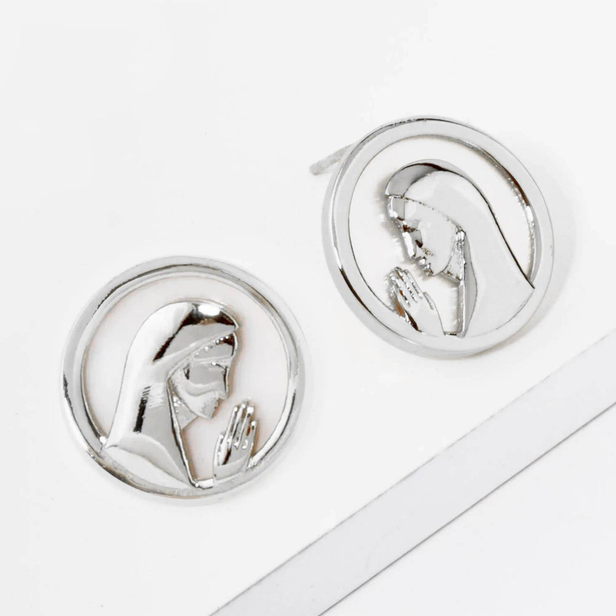 18K GOLD DIPPED MOTHER OF PEARL PRAYER STUD EARRINGS