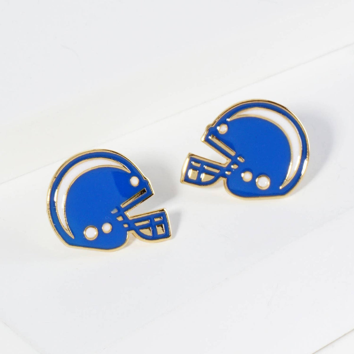 18K Gold Dipped Enamel Football Helmet Game Day Stud Earring
