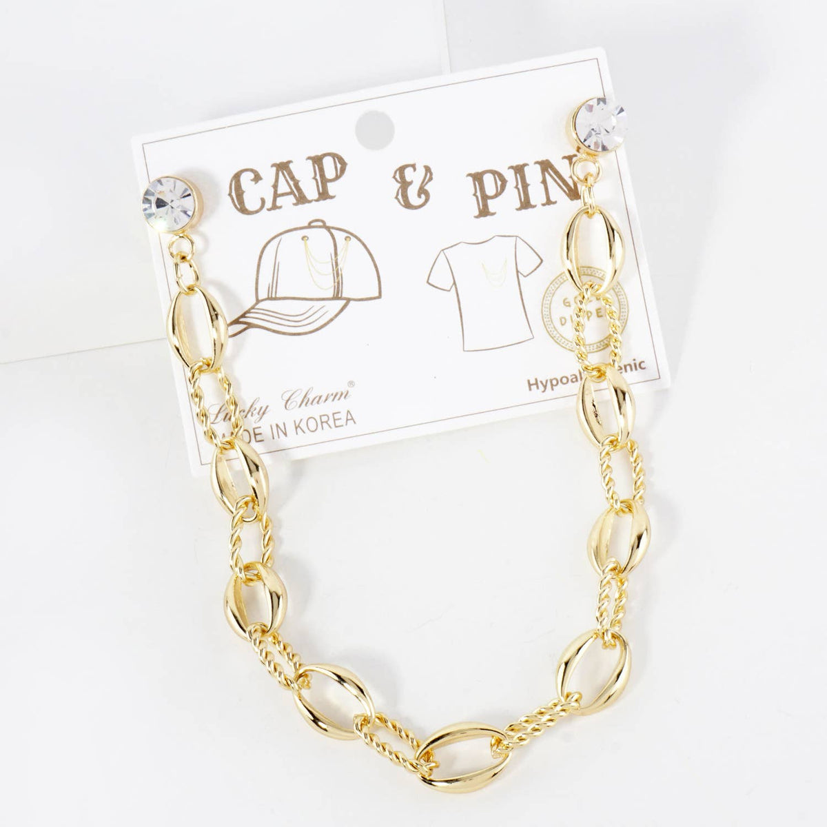 Lucky Charm Crystal Cap & Pin Chain Accessory
