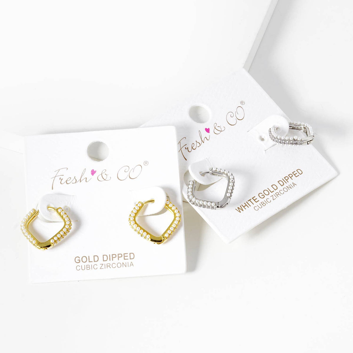Dainty Triple Row Pave Cubic Zirconia Huggie Hoop Earrings